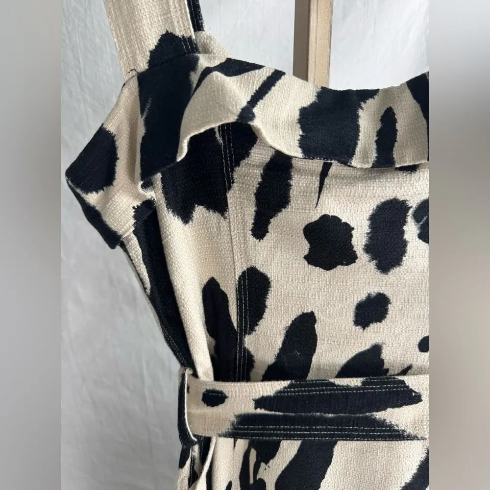 Stine Goya Gina‎ Dress Estimated Size Medium Tie Dye Day Midi Dress Beige Black